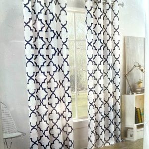{NEW} Navy and White Curtains - 2 Panels